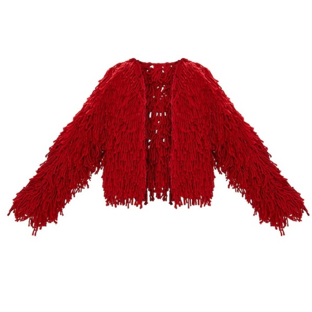 Red Shaggy Cardigan